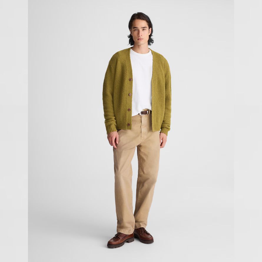 mens madewell bouclé cardigan green
