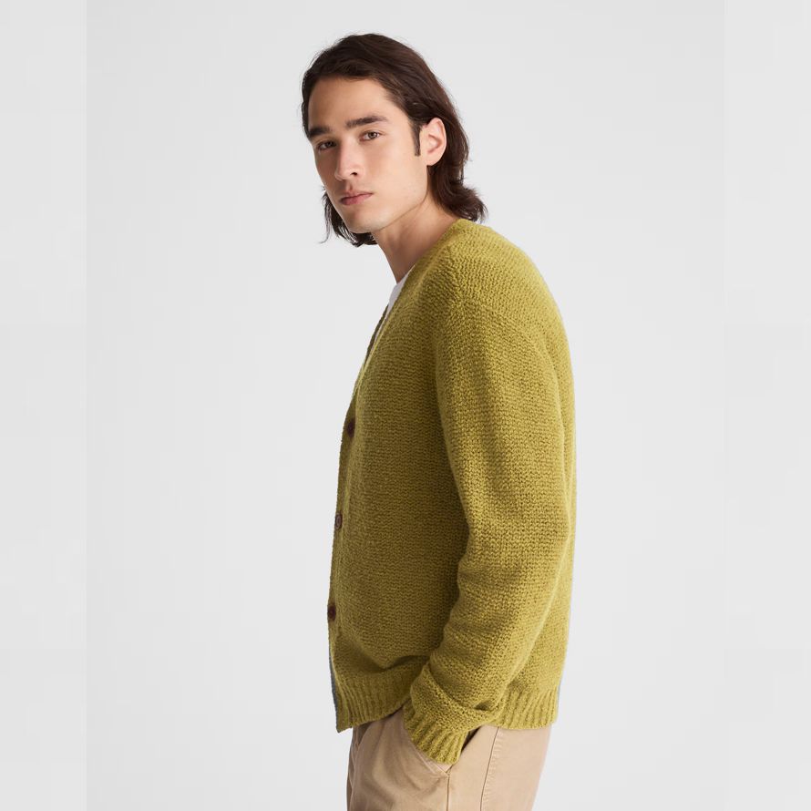 mens madewell bouclé cardigan green
