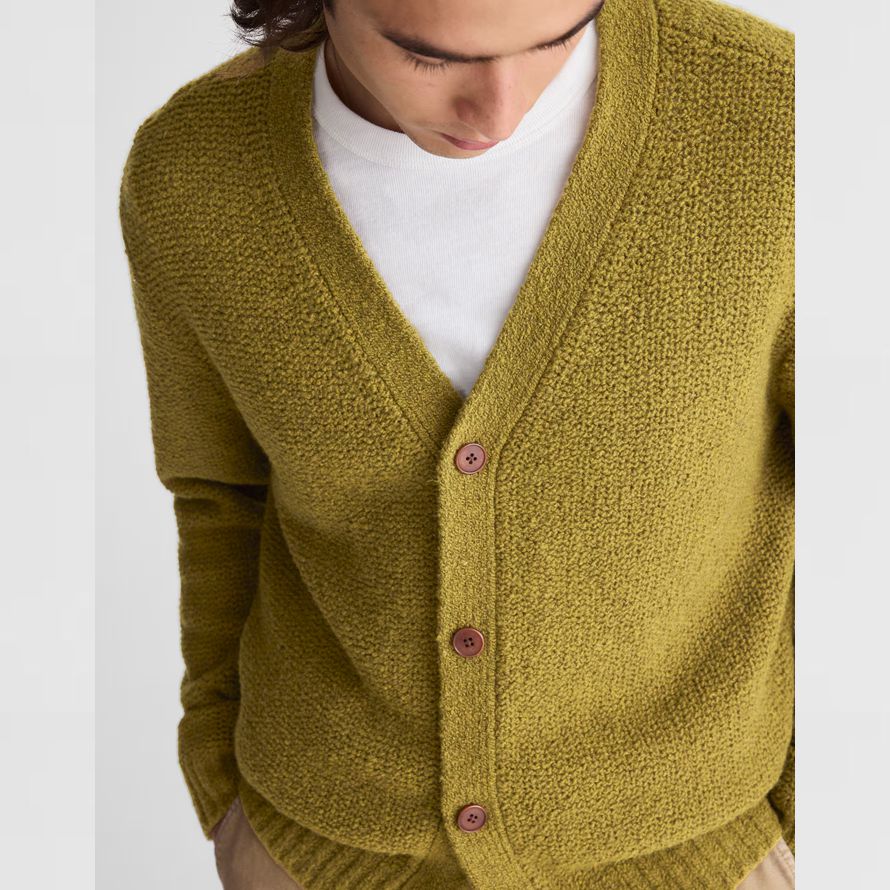 mens madewell bouclé cardigan green