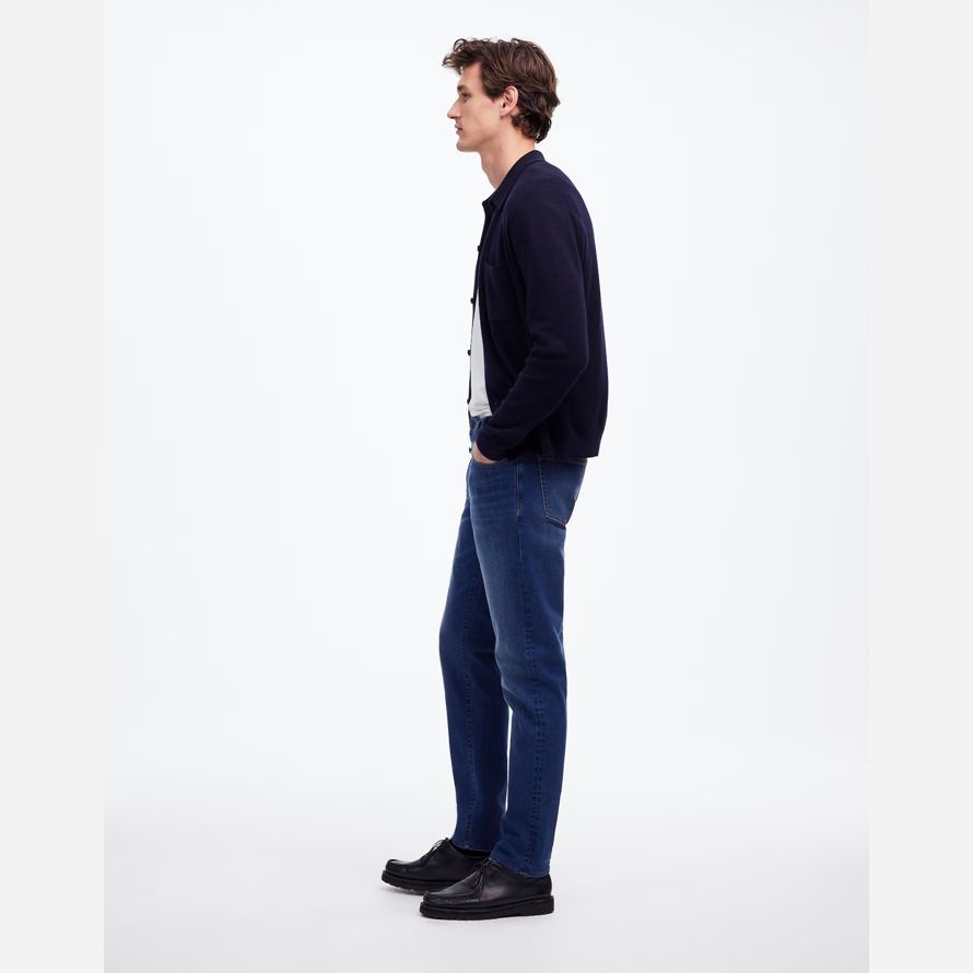 blue mens madewell athletic slim coolmax jeans