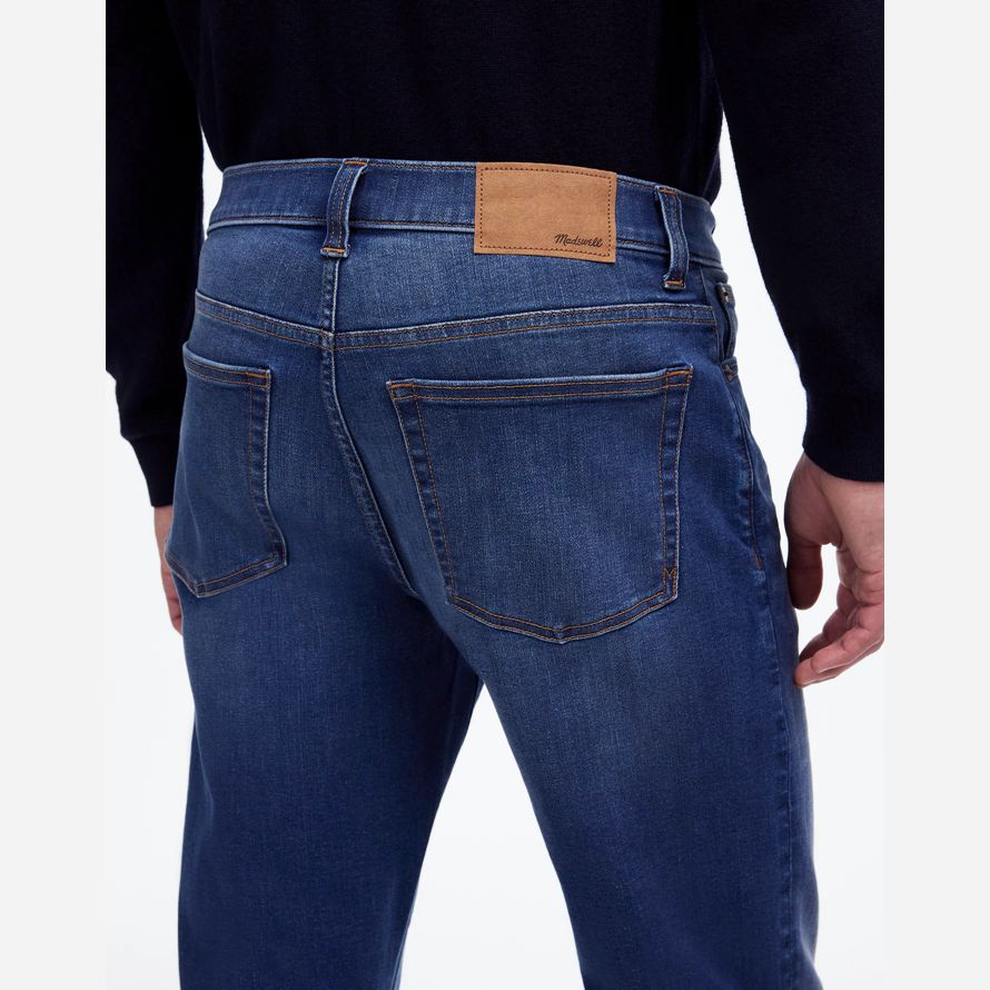 blue mens madewell athletic slim coolmax jeans