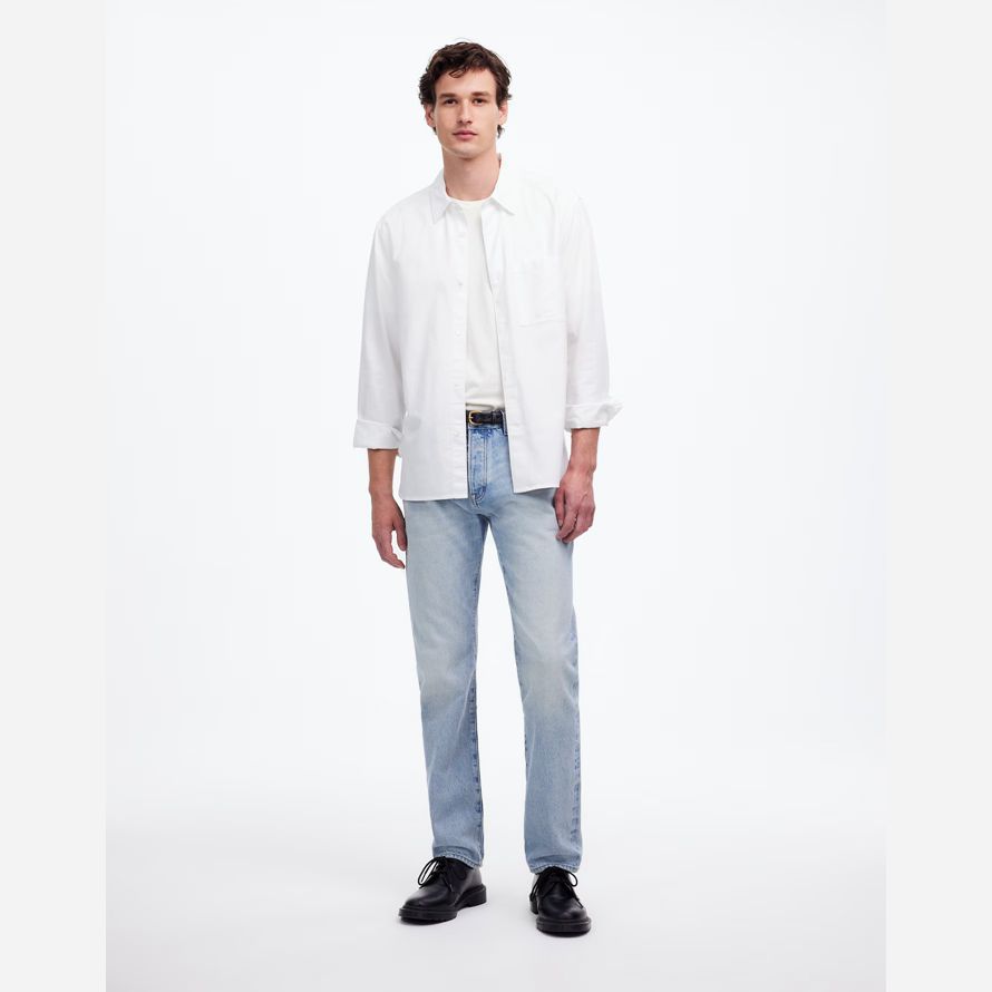 light blue madewell the 1991 straight-leg selvedge mens jeans