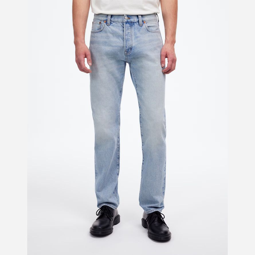 light blue madewell the 1991 straight-leg selvedge mens jeans