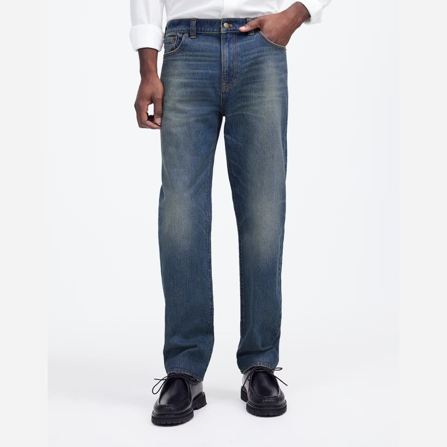 mens madewell the 1991 straight-leg jeans dark blue