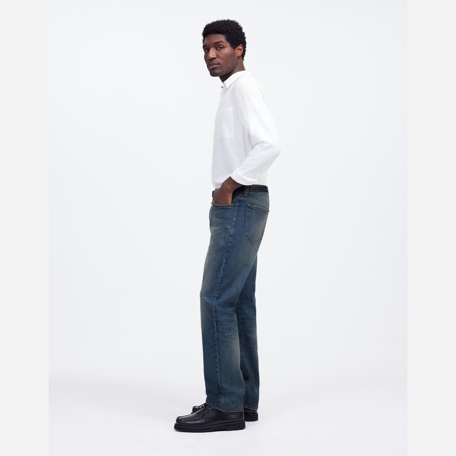 mens madewell the 1991 straight-leg jeans dark blue