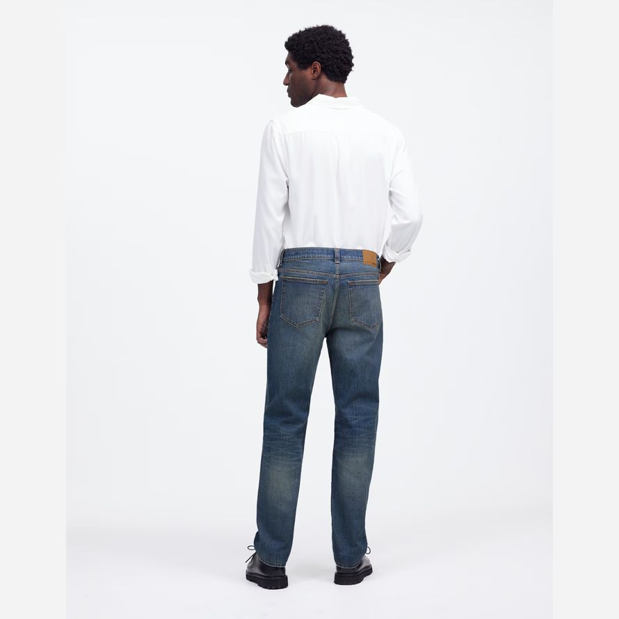 mens madewell the 1991 straight-leg jeans dark blue