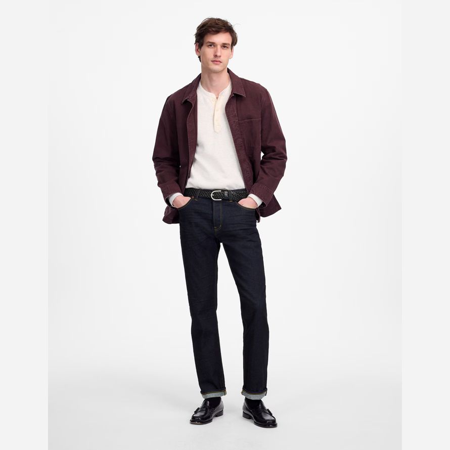 navy mens madewell the 1991 straight-leg stretch selvedge jeans