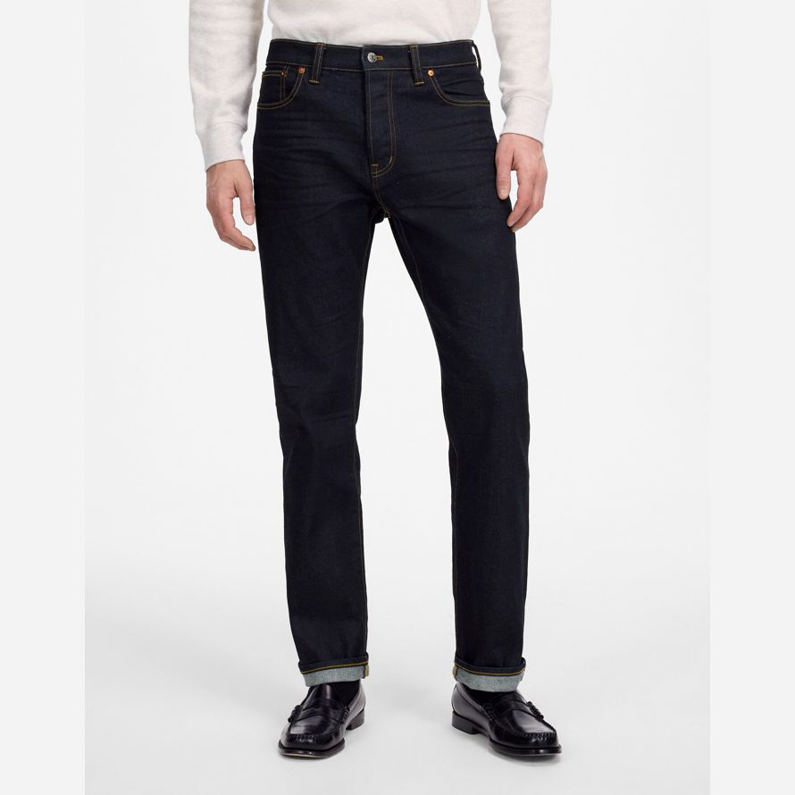 navy mens madewell the 1991 straight-leg stretch selvedge jeans