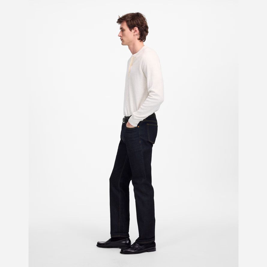 navy mens madewell the 1991 straight-leg stretch selvedge jeans