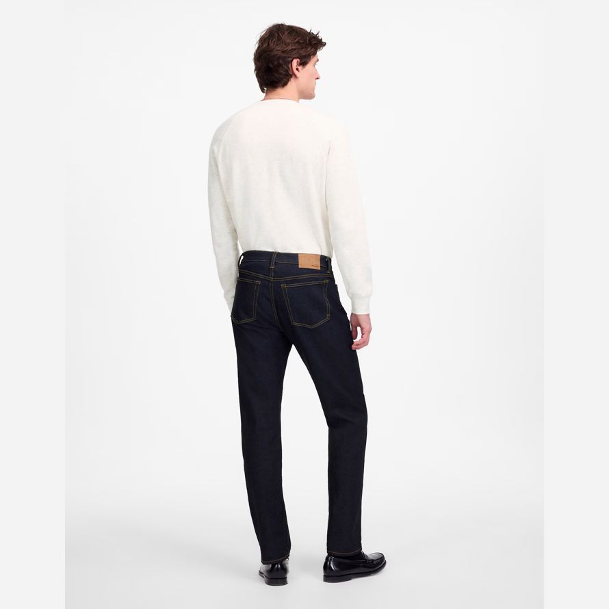 navy mens madewell the 1991 straight-leg stretch selvedge jeans