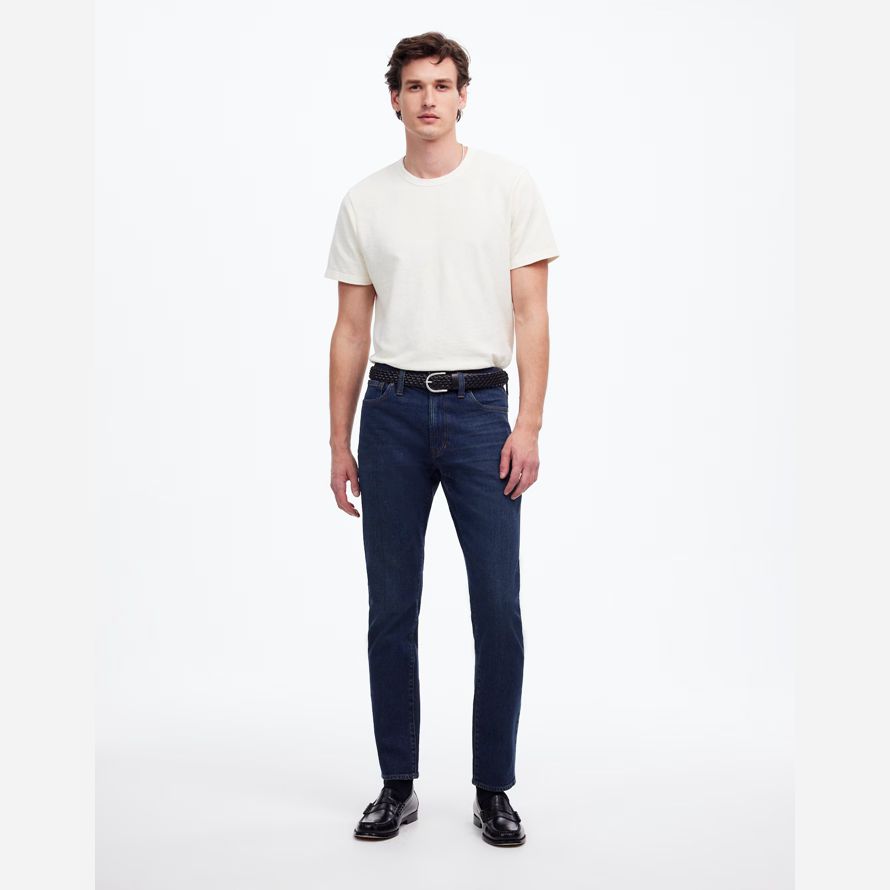 dark blue mens madewell slim jeans