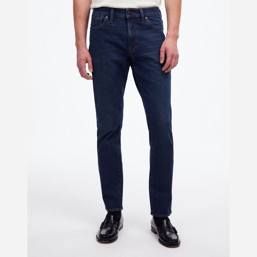 dark blue mens madewell slim jeans