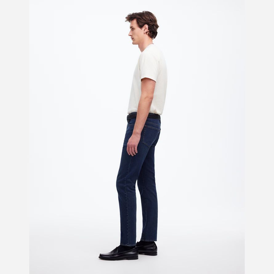 dark blue mens madewell slim jeans