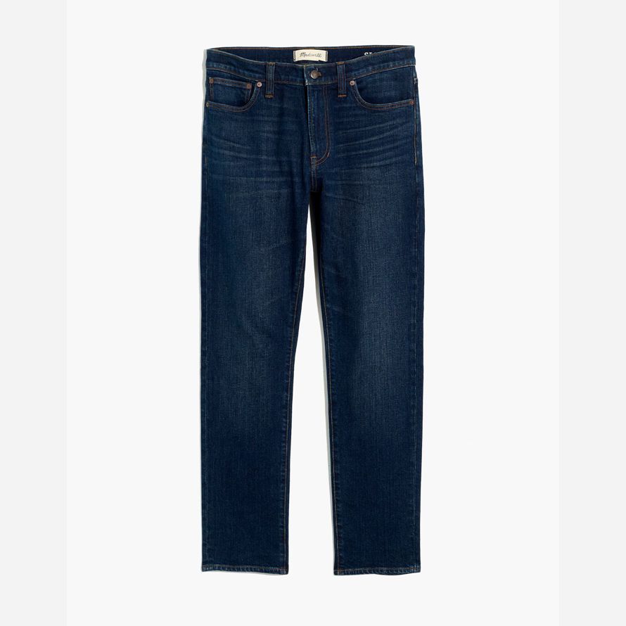 dark blue mens madewell slim jeans