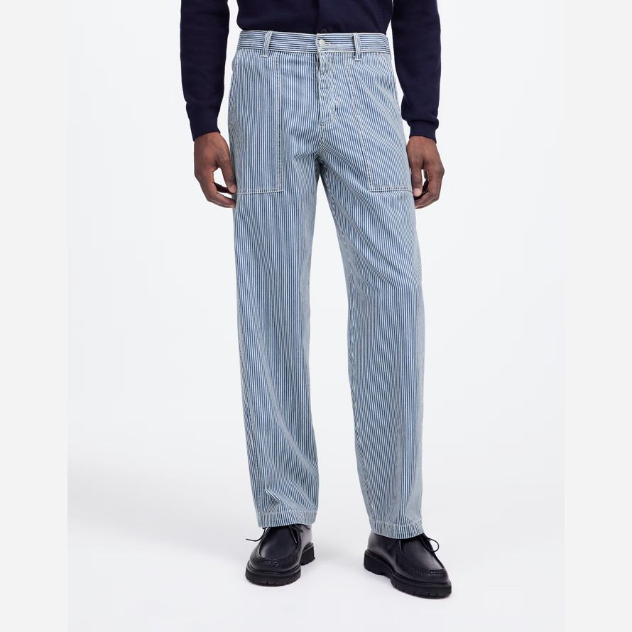madewell baggy surplus engineer stripe mens jeans blue