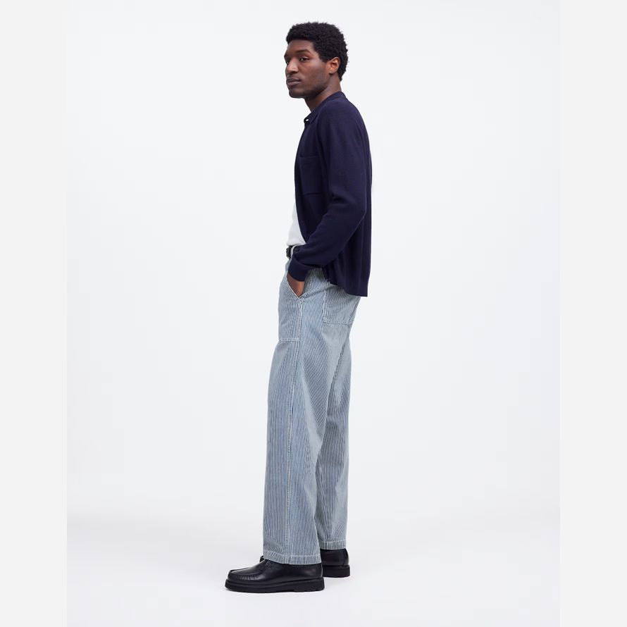 madewell baggy surplus engineer stripe mens jeans blue