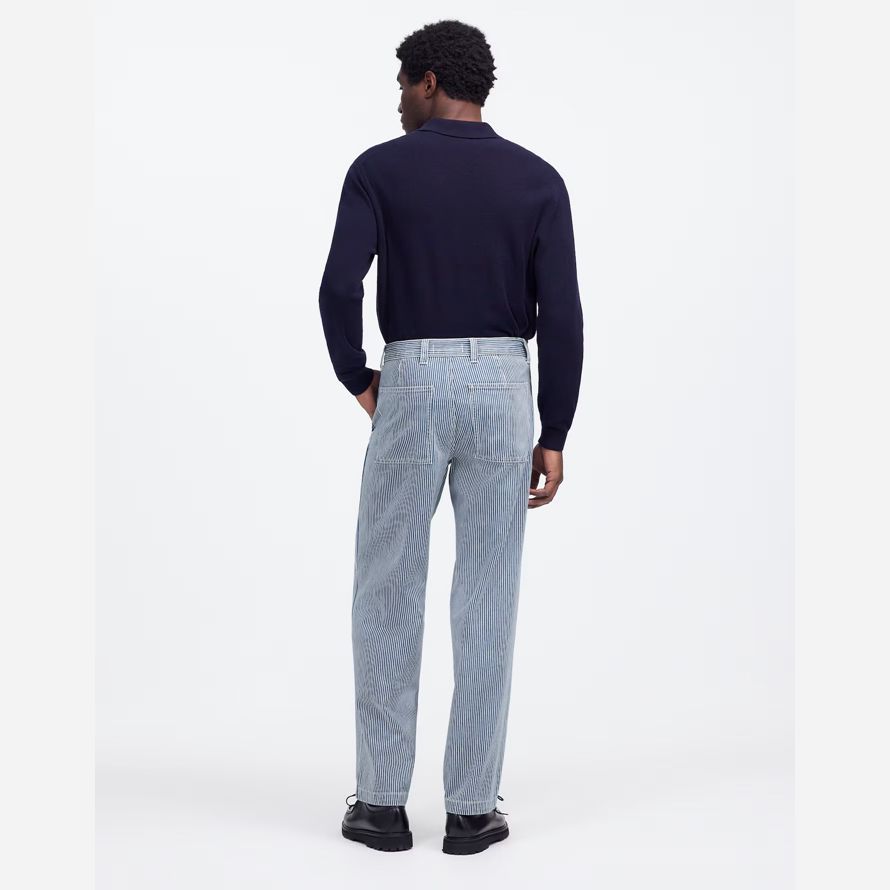 madewell baggy surplus engineer stripe mens jeans blue