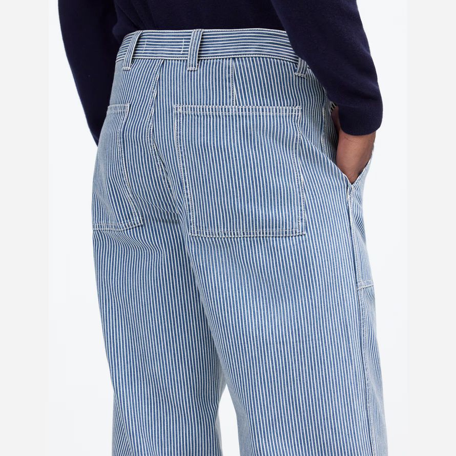 madewell baggy surplus engineer stripe mens jeans blue
