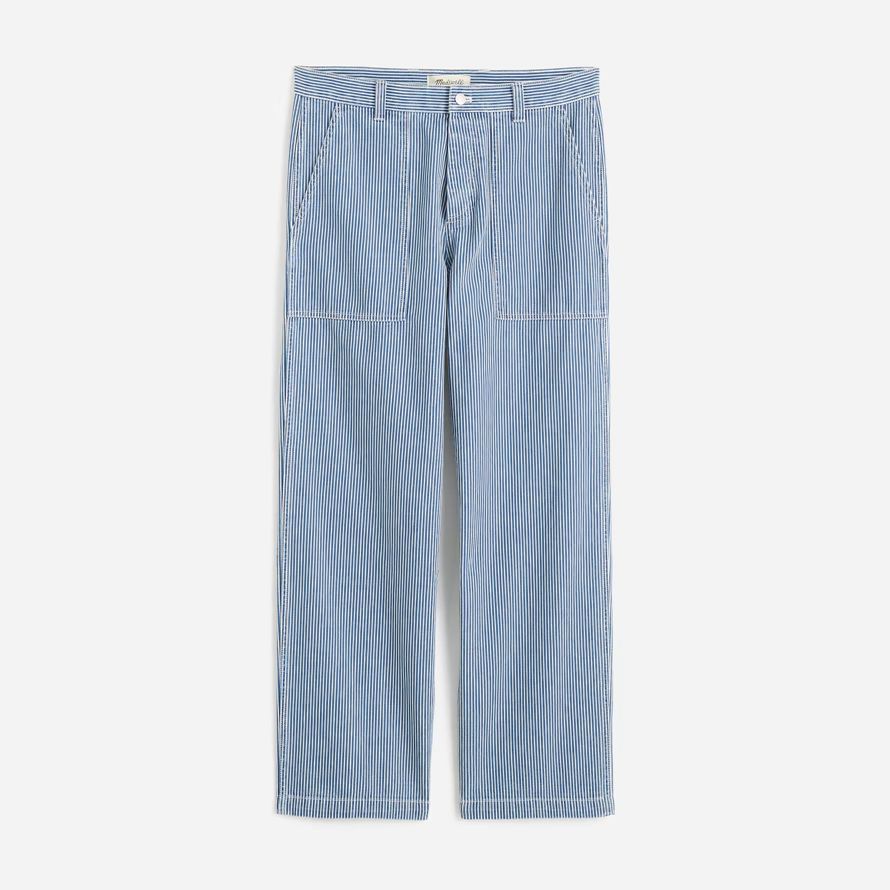 madewell baggy surplus engineer stripe mens jeans blue