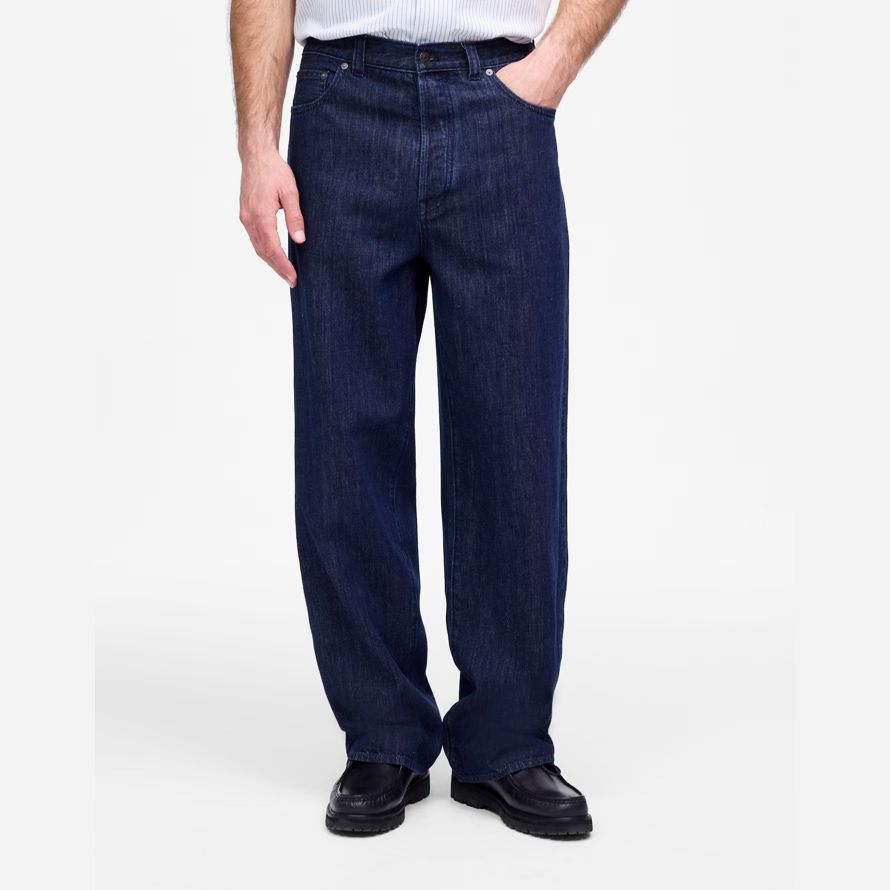 dark blue mens madewell the wide-leg jeans