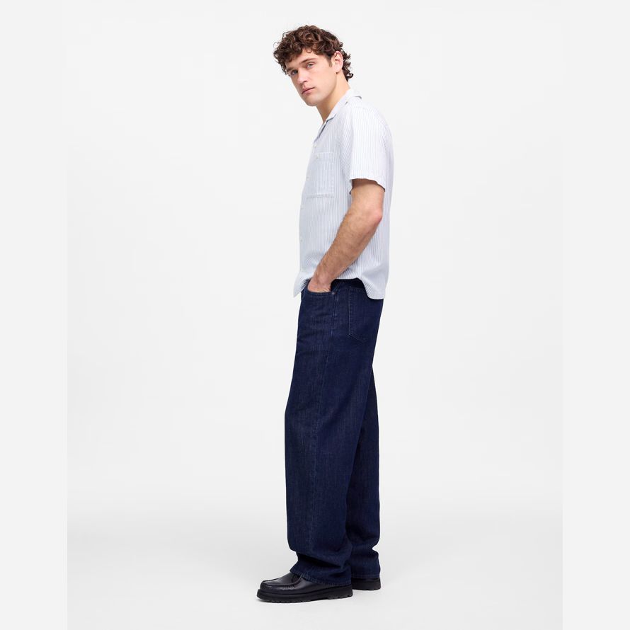 dark blue mens madewell the wide-leg jeans