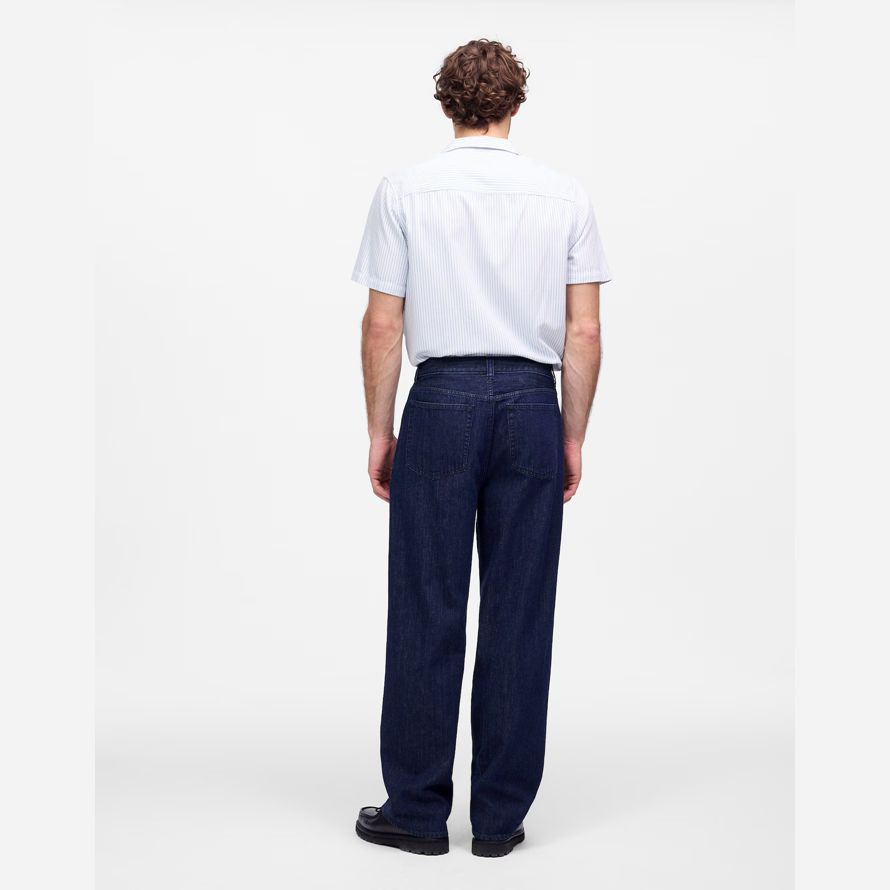 dark blue mens madewell the wide-leg jeans