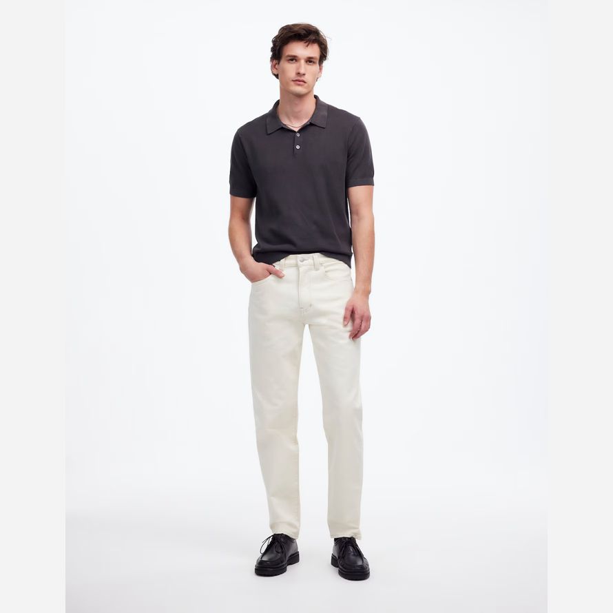 cream madewell relaxed taper mens jeans