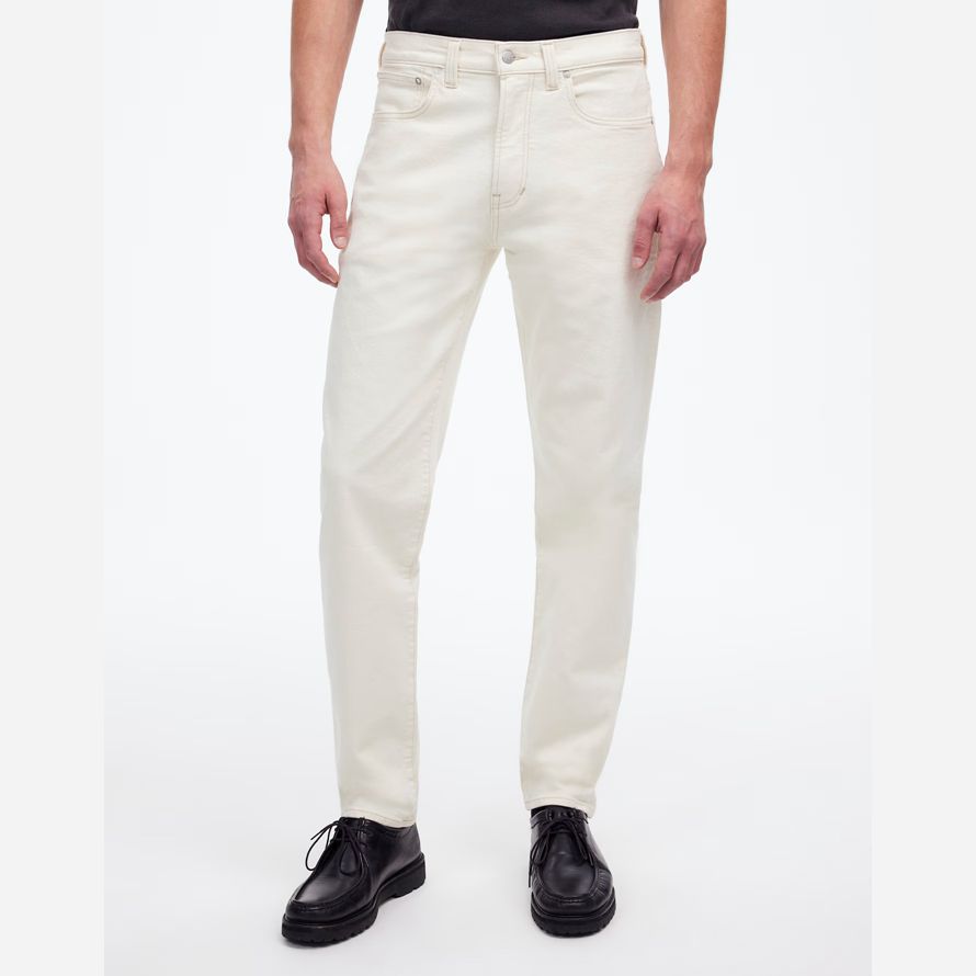 cream madewell relaxed taper mens jeans