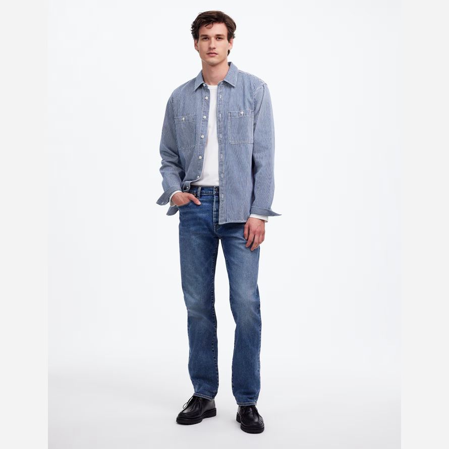 blue mens madewell the 1991 straight-leg stretch selvedge jeans