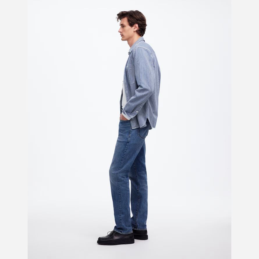 blue mens madewell the 1991 straight-leg stretch selvedge jeans