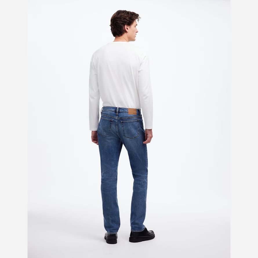 blue mens madewell the 1991 straight-leg stretch selvedge jeans