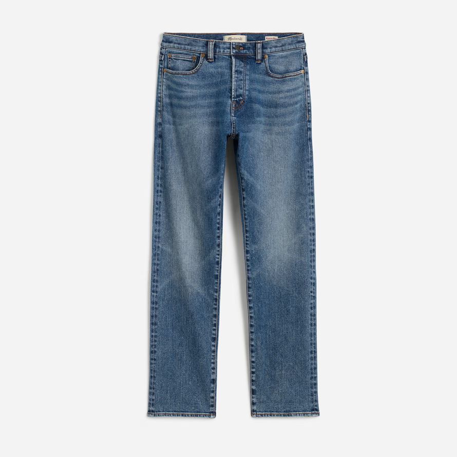 blue mens madewell the 1991 straight-leg stretch selvedge jeans