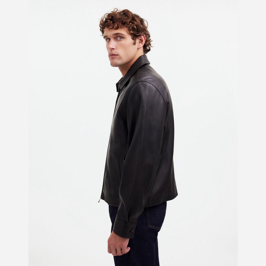 madewell zip-front mens leather jacket black