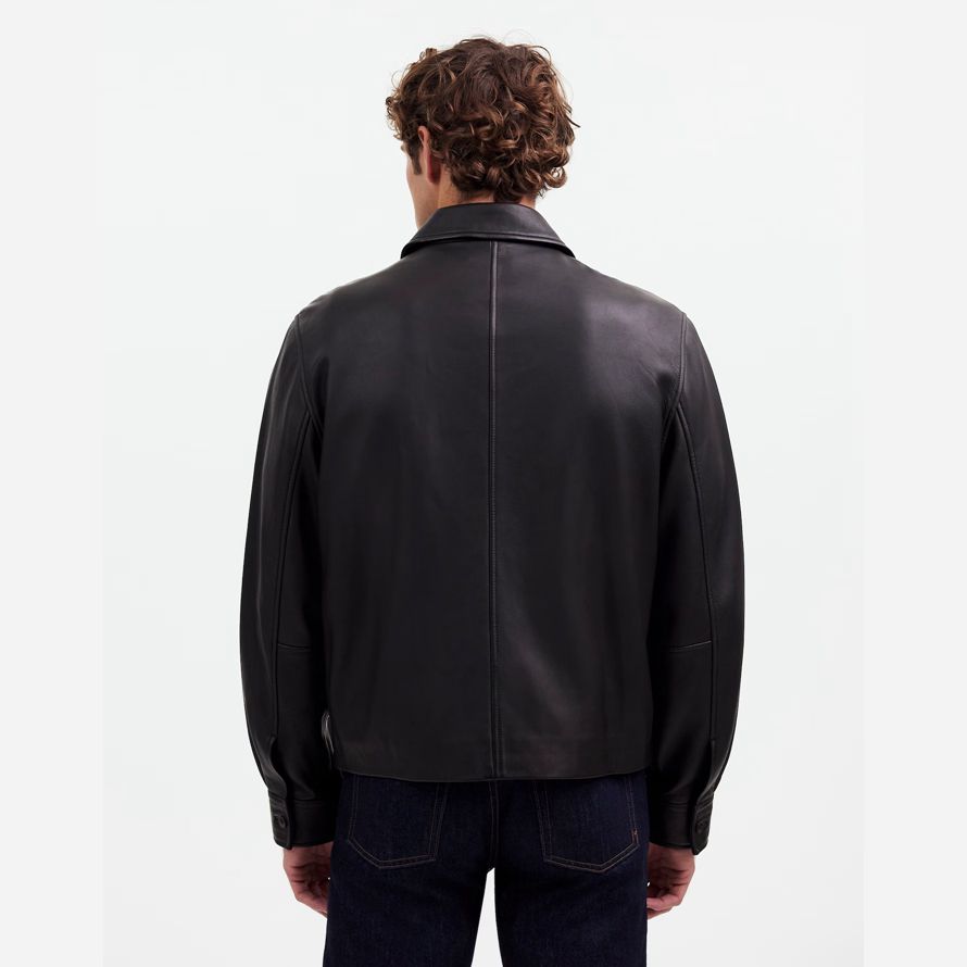 madewell zip-front mens leather jacket black