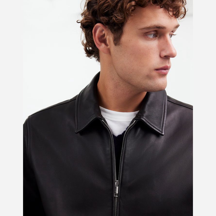 madewell zip-front mens leather jacket black