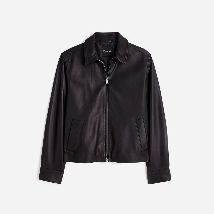 madewell zip-front mens leather jacket black