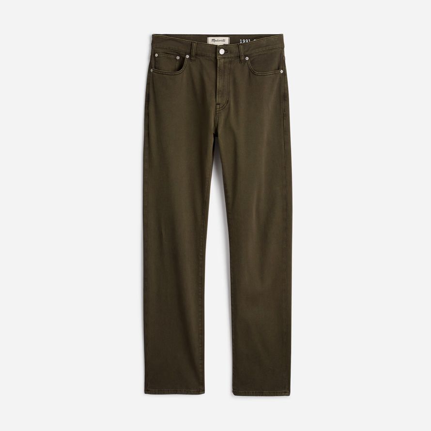 mens madewell the allday 1991 straight-leg pants dark olive