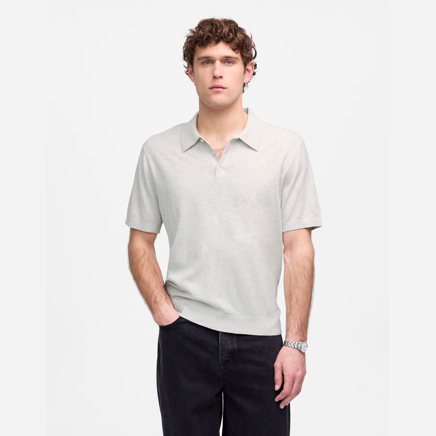 grey mens madewell three-button sweater polo