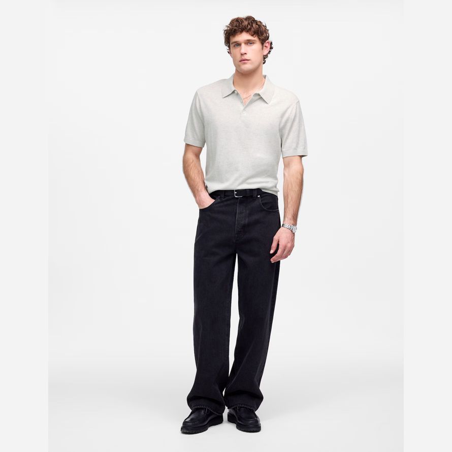 grey mens madewell three-button sweater polo
