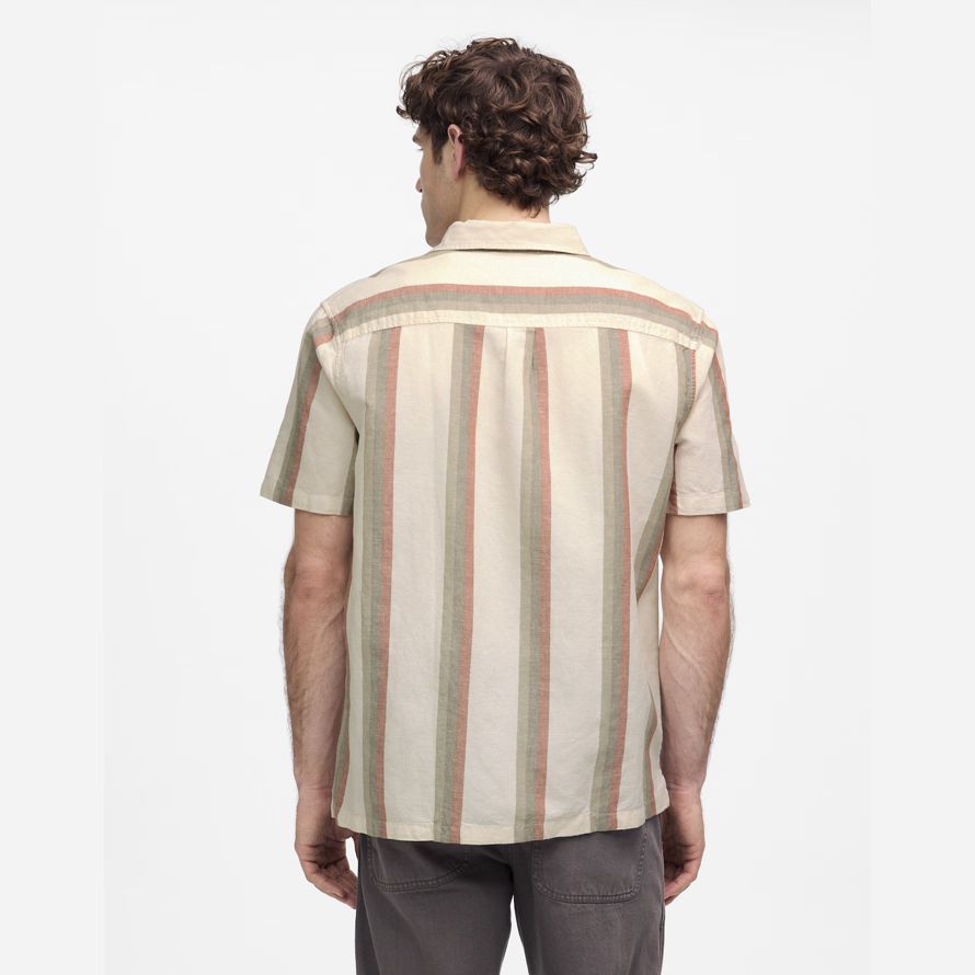 mens madewell button-up short cotton-linen blend shirts cream multicolor