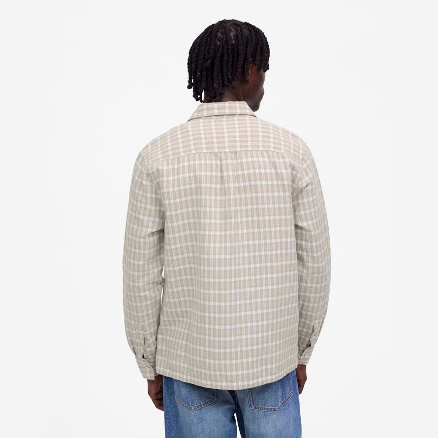 light beige mens madewell button-up cotton-linen blend shirts