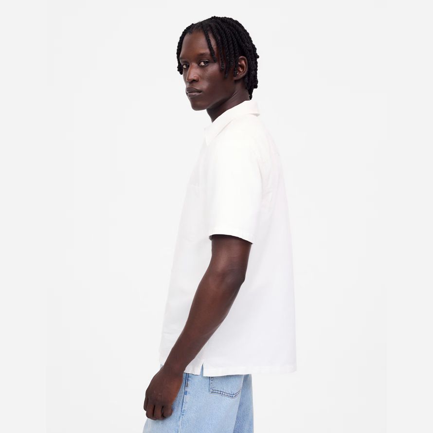 white madewell button-up short cotton-linen blend mens shirts