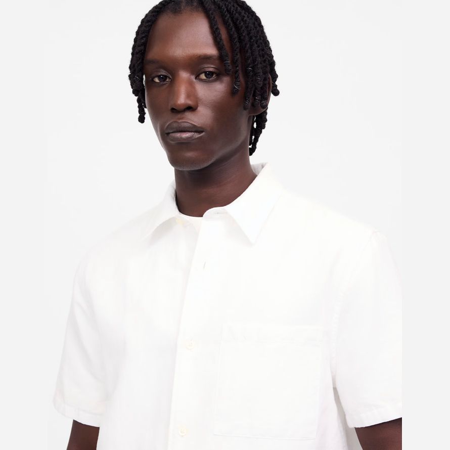 white madewell button-up short cotton-linen blend mens shirts