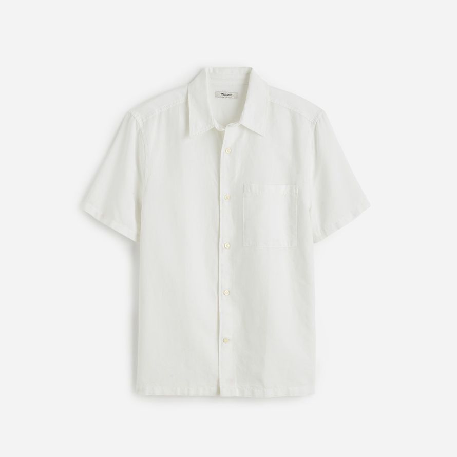 white madewell button-up short cotton-linen blend mens shirts