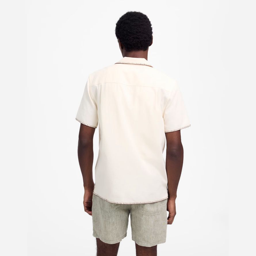 cream mens madewell blanket stitch short-sleeve shirts