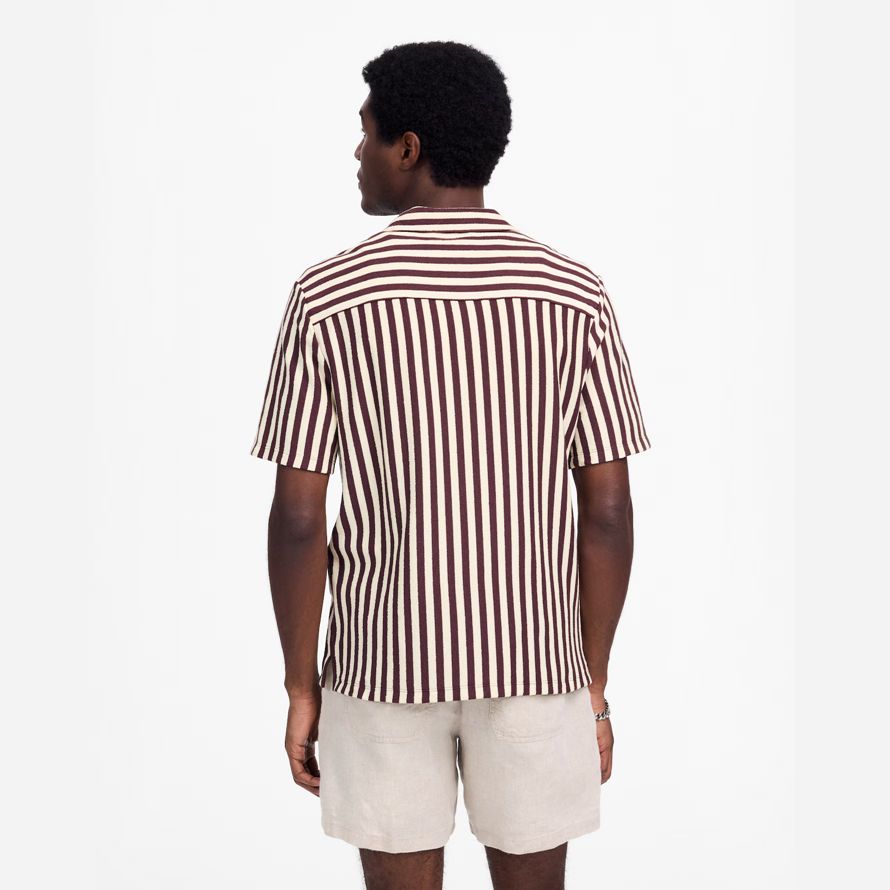 madewell the textured knit camp-collar mens shirts burgundy beige