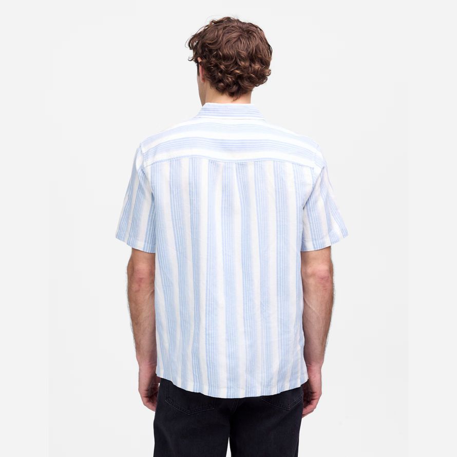 light blue white mens madewell button-up short cotton-linen blend shirts