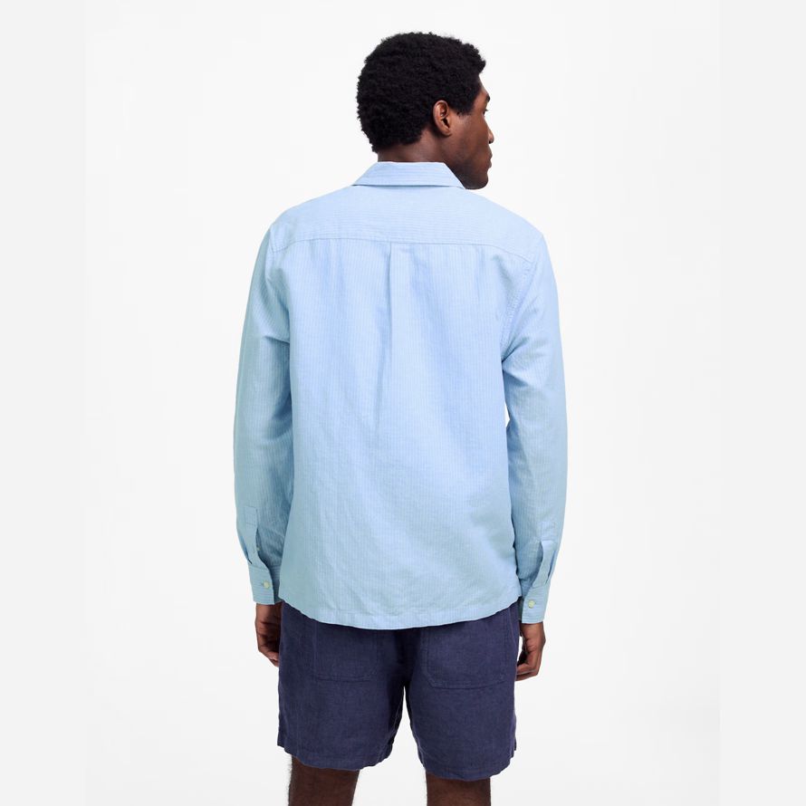 blue madewell button-up cotton-linen blend mens shirts