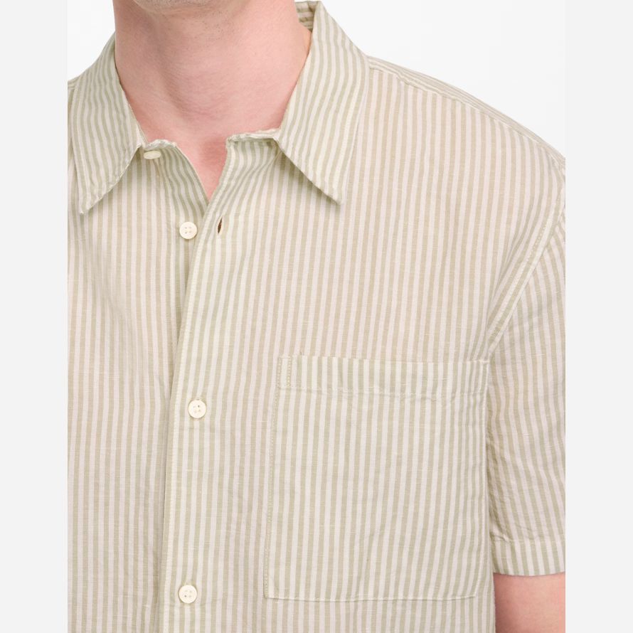 light green mens madewell button-up short cotton-linen blend shirts