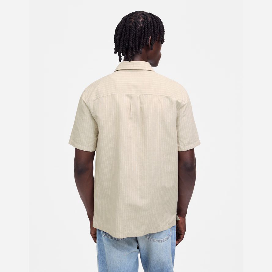 mens madewell button-up short cotton-linen blend shirts beige